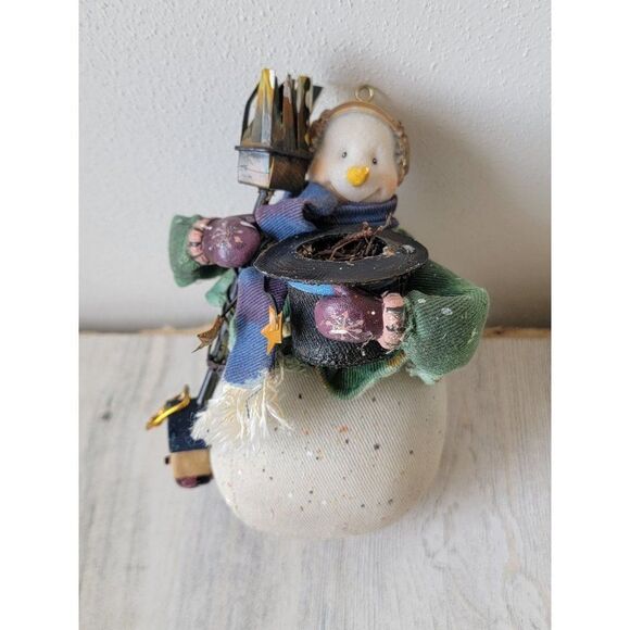 Snowman broom Top Hat rustic birdhouse ornament Xmas decor - Picture 1 of 8